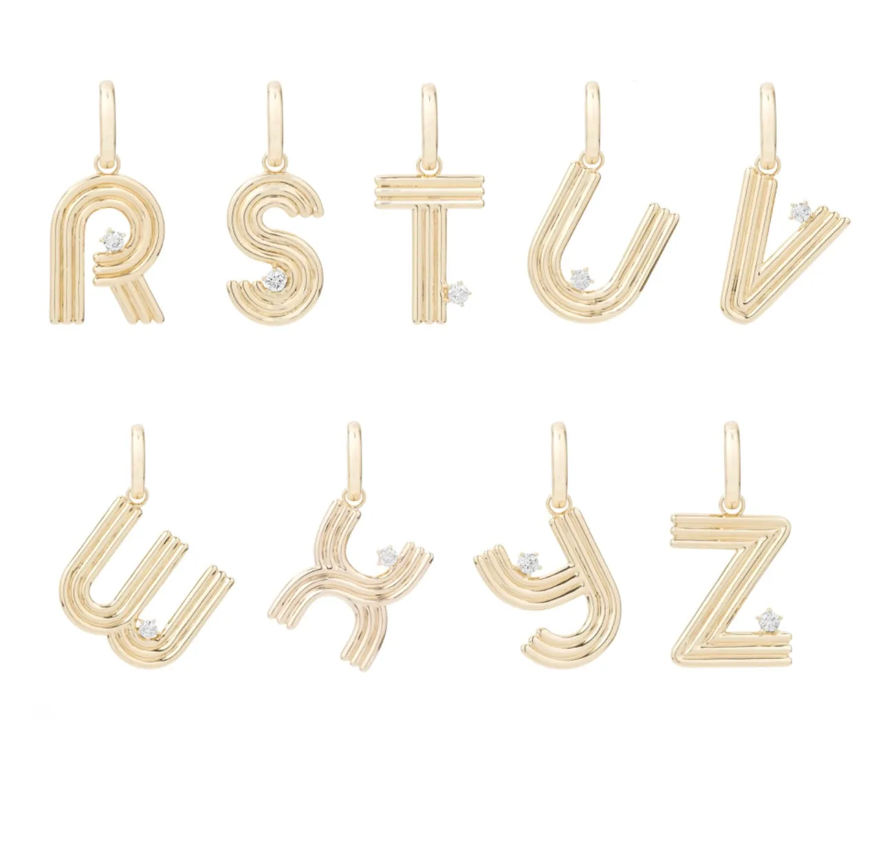 Groovy Diamond Initial Hinged Charm A-Z