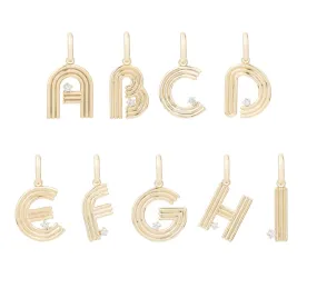 Groovy Diamond Initial Hinged Charm A-Z