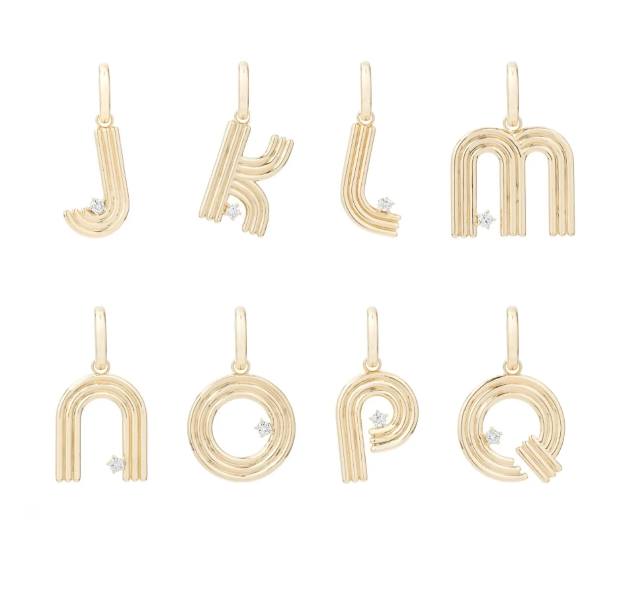 Groovy Diamond Initial Hinged Charm A-Z
