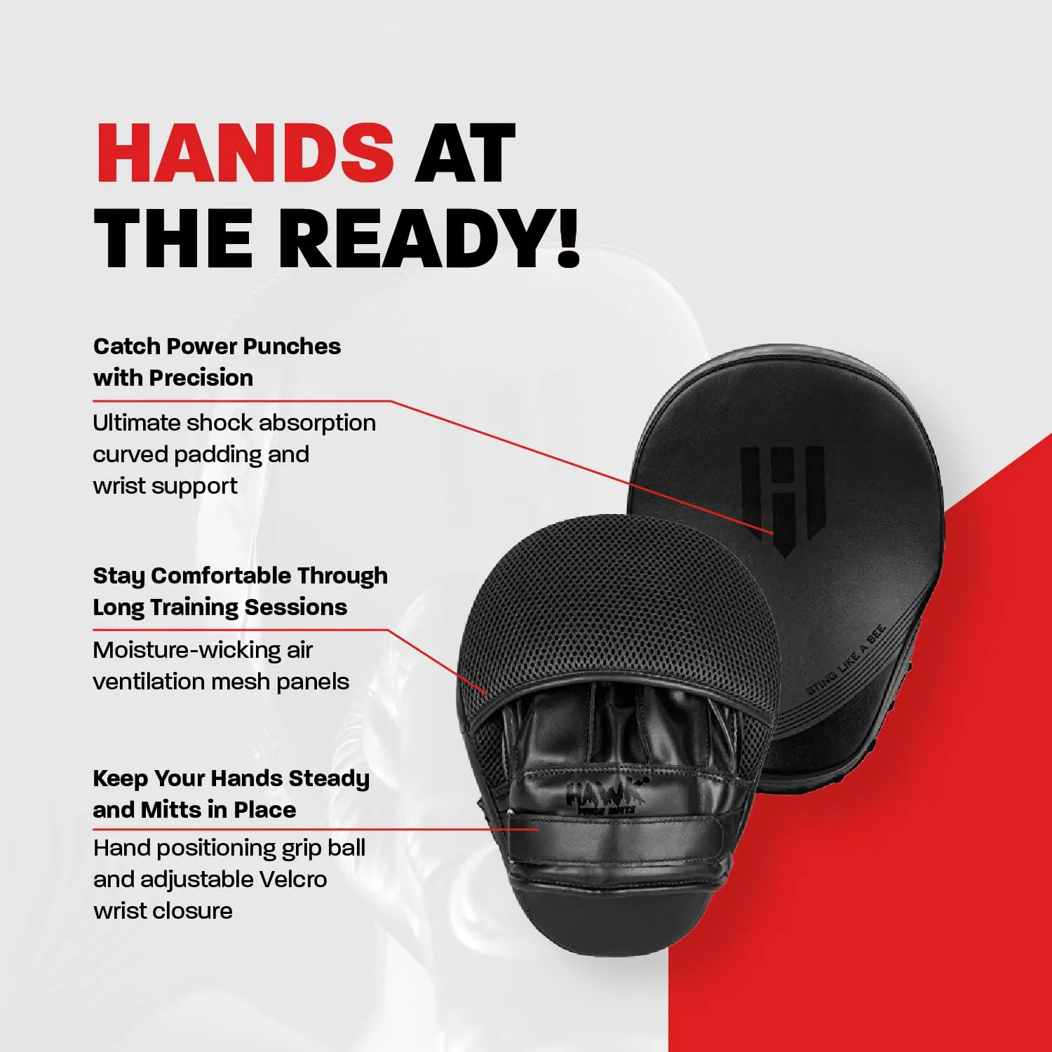 Hawk Sports Punching Mitts for Men, Women, & Kids, Leather Focus Mitts for Martial Arts & Boxing Training, Curved Punch Mitts for Karate, Kickboxing, Krav MAGA, Muay Thai & Taekwondo