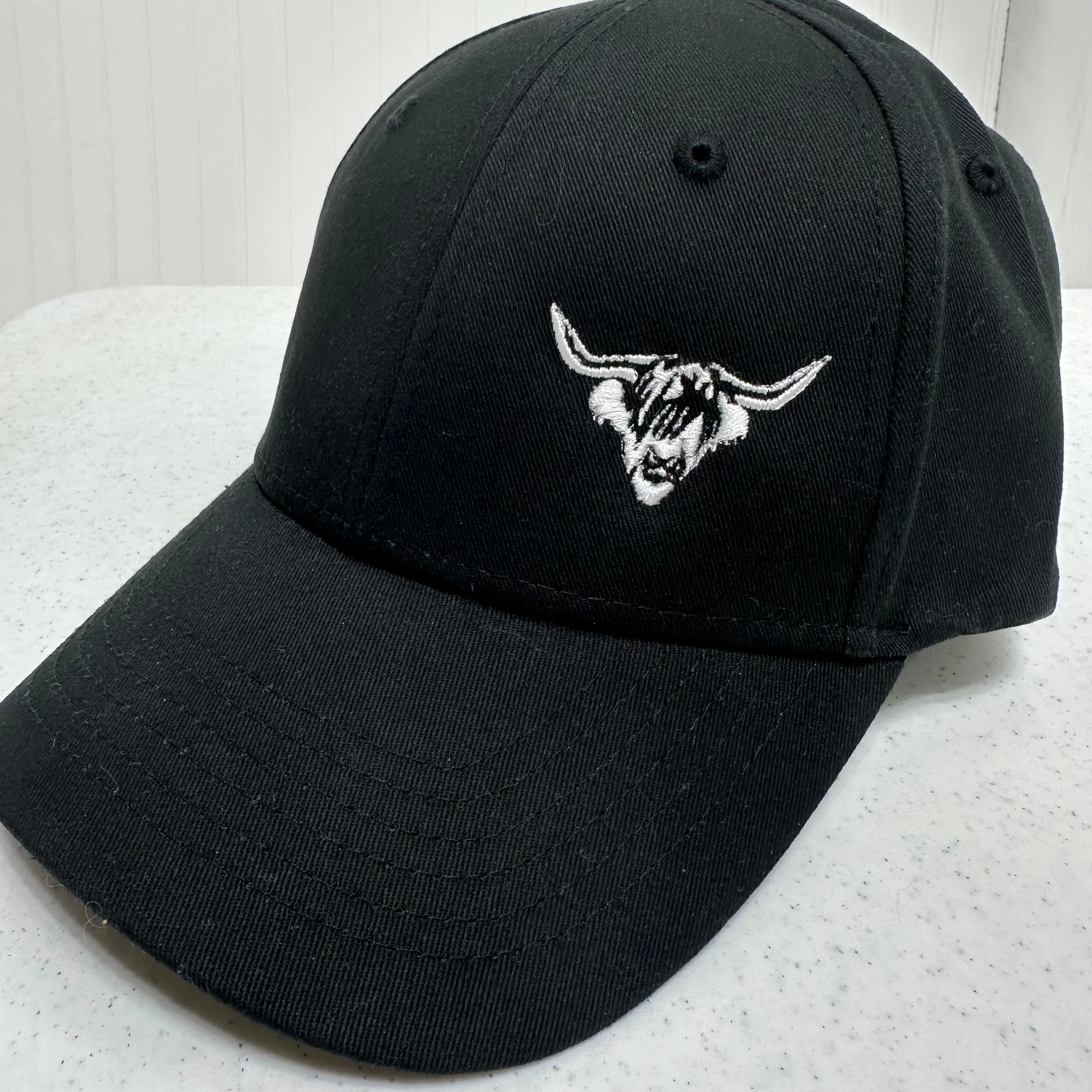 Highland Cow Hat Embroidered Off Center Structured Hat Chino Twill Farm