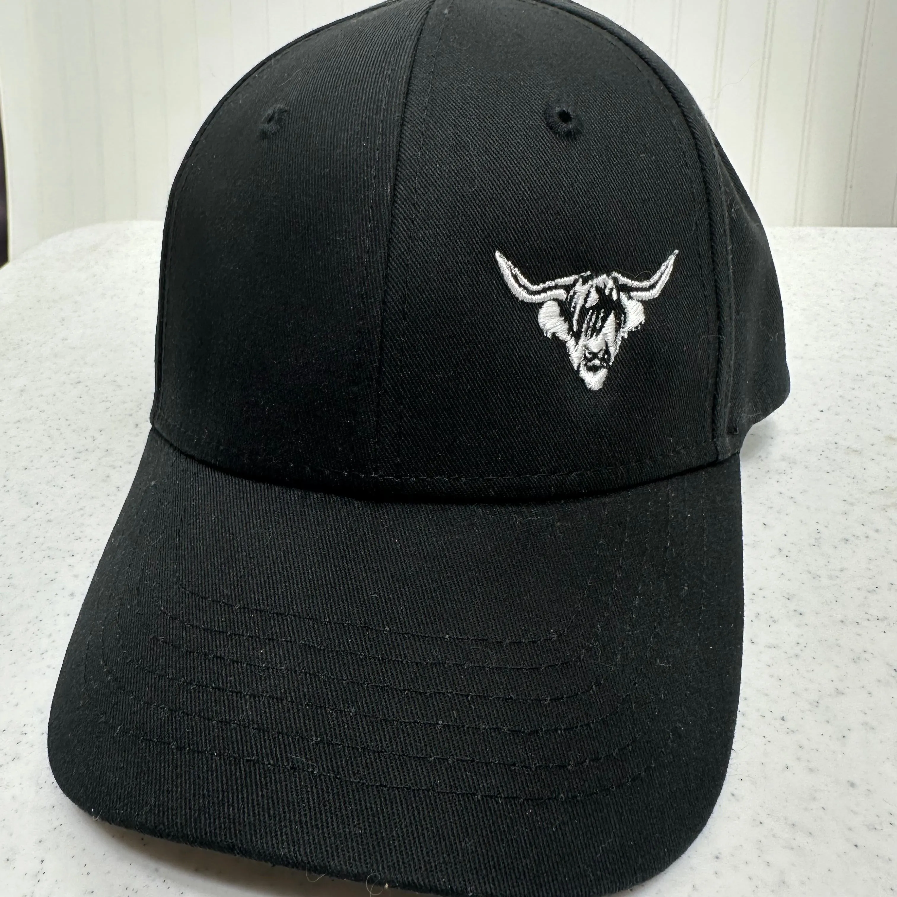 Highland Cow Hat Embroidered Off Center Structured Hat Chino Twill Farm