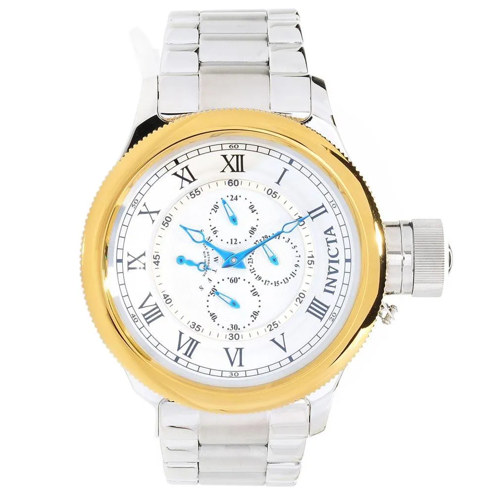 Invicta 15932 Men's Russian Diver Chronograph Gold Tone Bezel Silver Dial Steel Watch