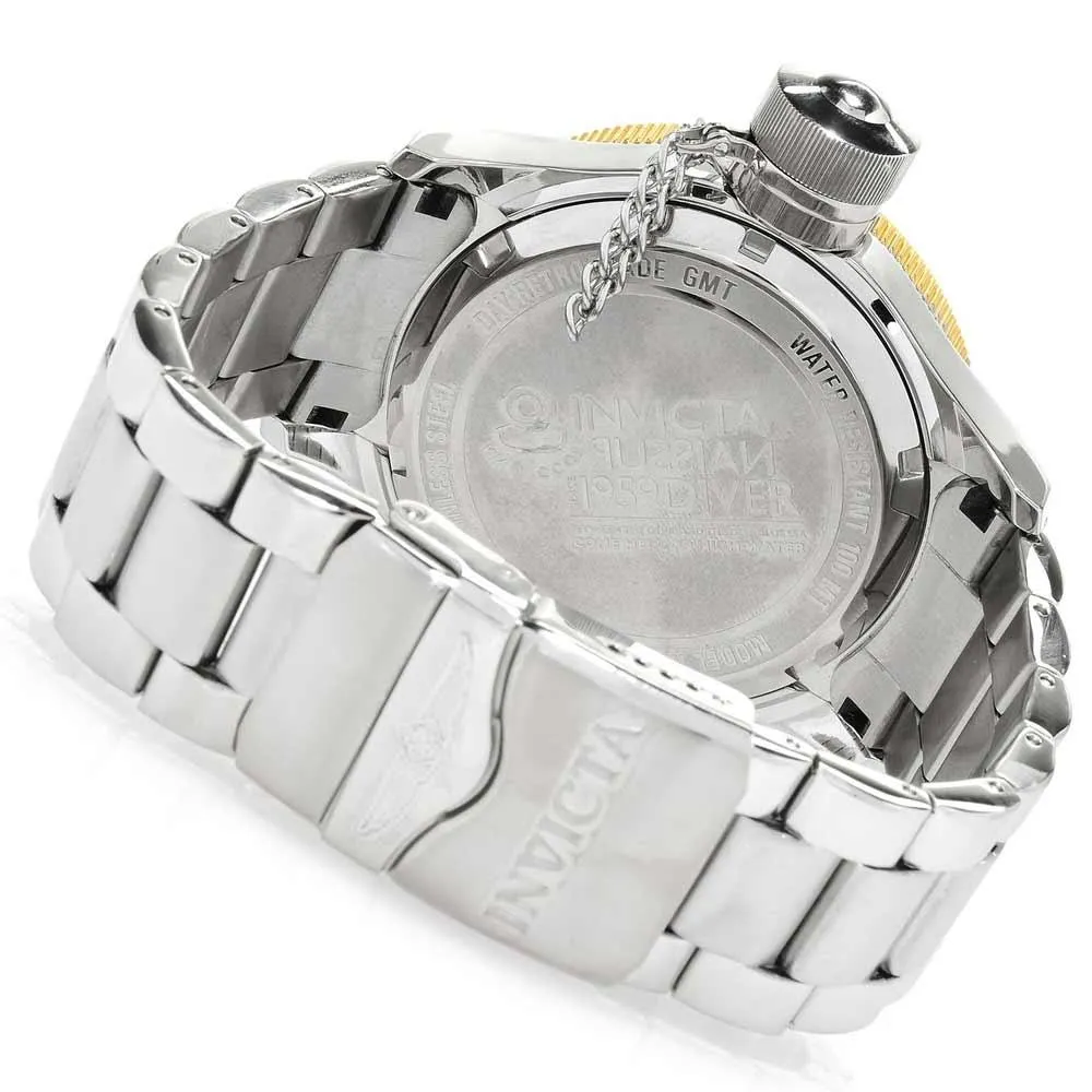 Invicta 15932 Men's Russian Diver Chronograph Gold Tone Bezel Silver Dial Steel Watch