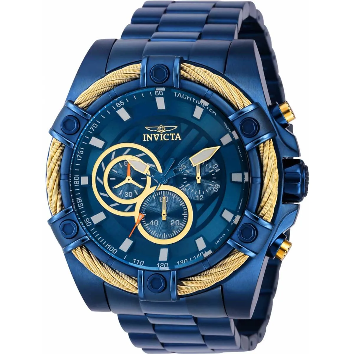 Invicta Men's Chrono Watch - Bolt Quartz Blue Dial Stainless Steel Bracelet | 38959