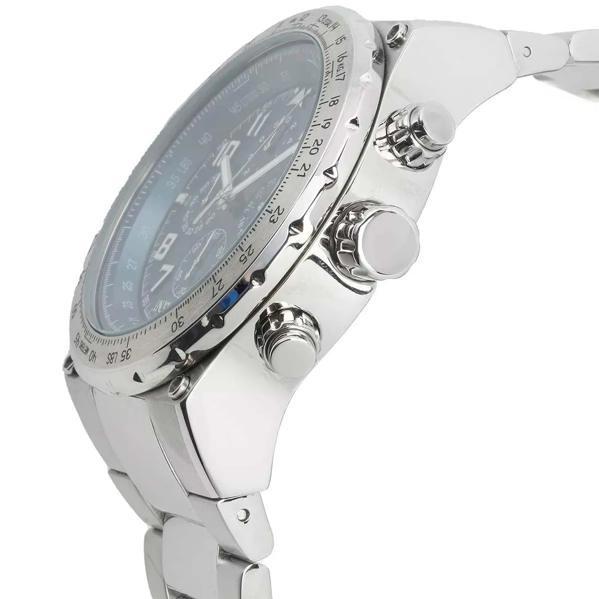 Invicta Men's Chronograph Watch - Aviator Quartz Blue Dial Silver Bracelet | 31586