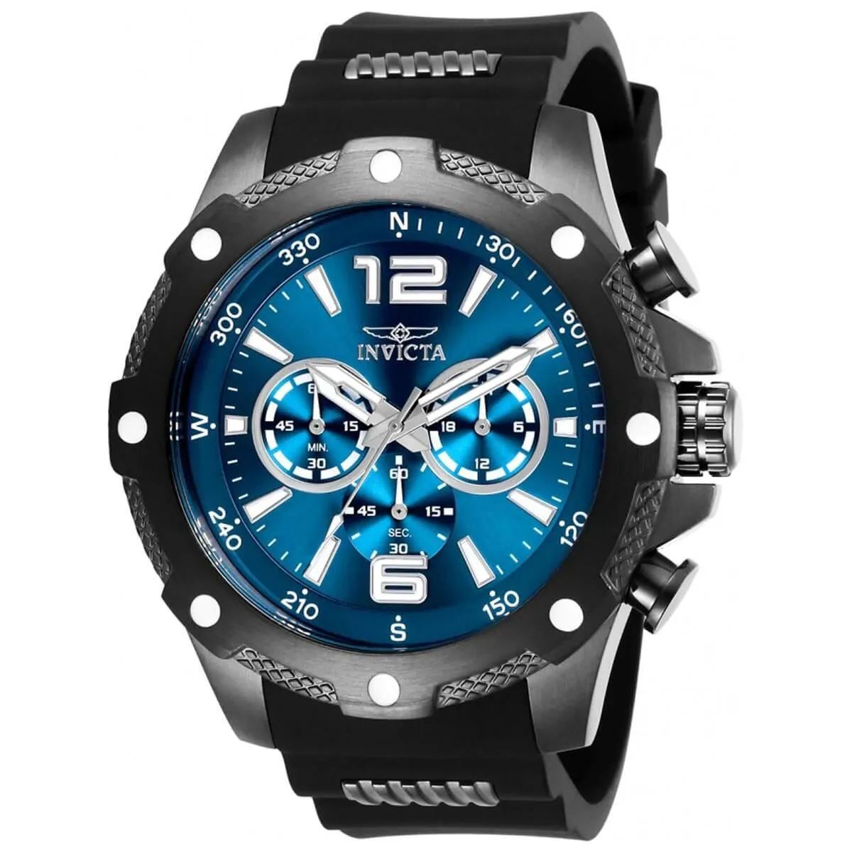 Invicta Men's Chronograph Watch - I-Force Blue Dial Black Rubber Strap | 27272