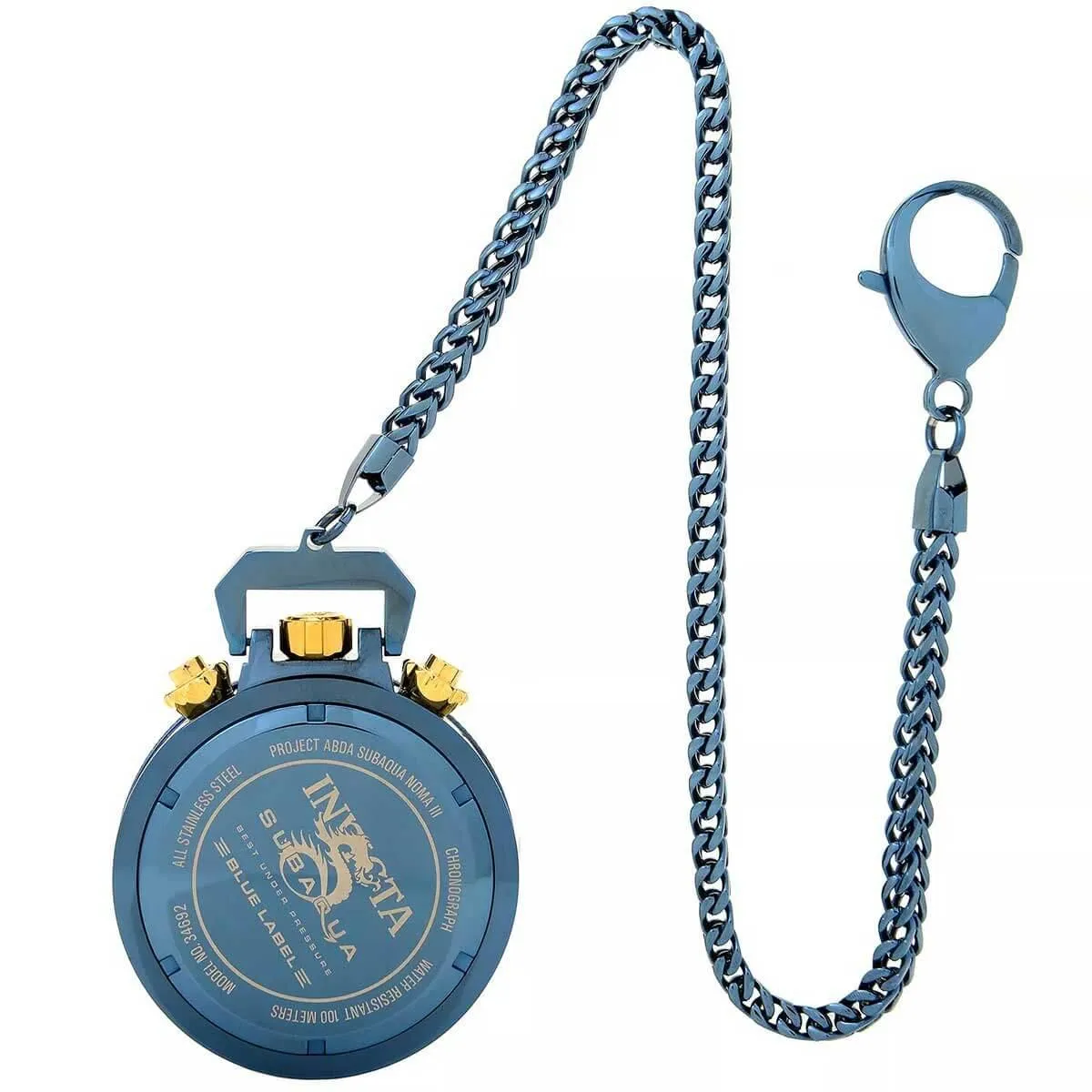 Invicta Men's Quartz Pocket Watch - Subaqua Noma III Chronograph Blue Chain | 34692
