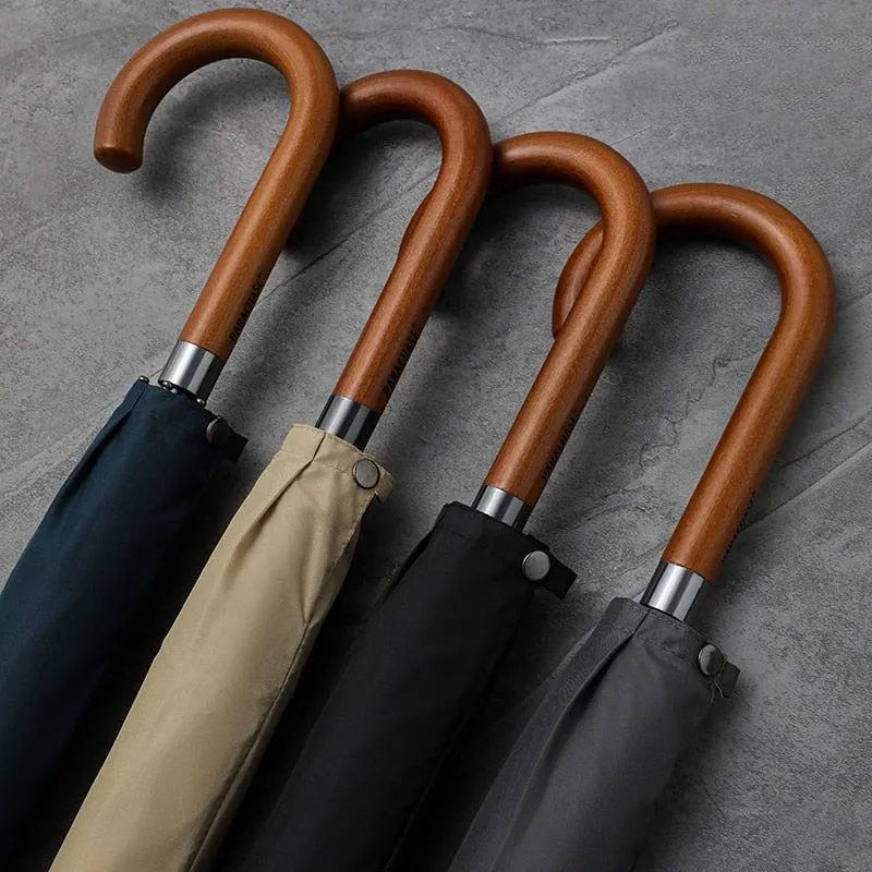 Japanese Long Umbrella 8K Windproof Wooden Handle Large Men Umbrellas Rain Classic Business Paraguas