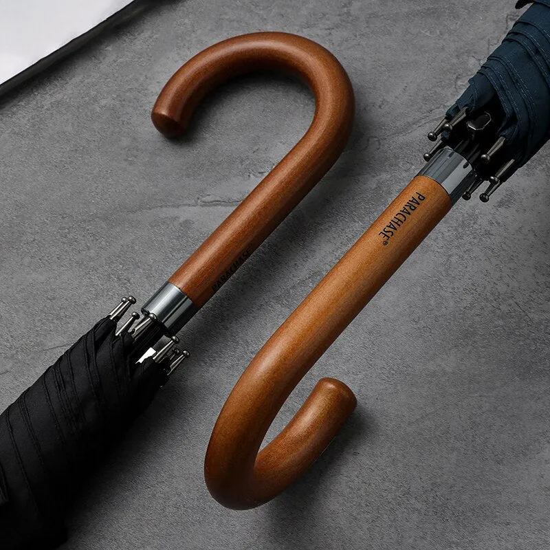 Japanese Long Umbrella 8K Windproof Wooden Handle Large Men Umbrellas Rain Classic Business Paraguas