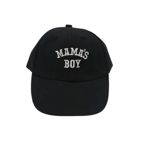 Kids Embroidered Baseball Cap - Mama's Boy - Black