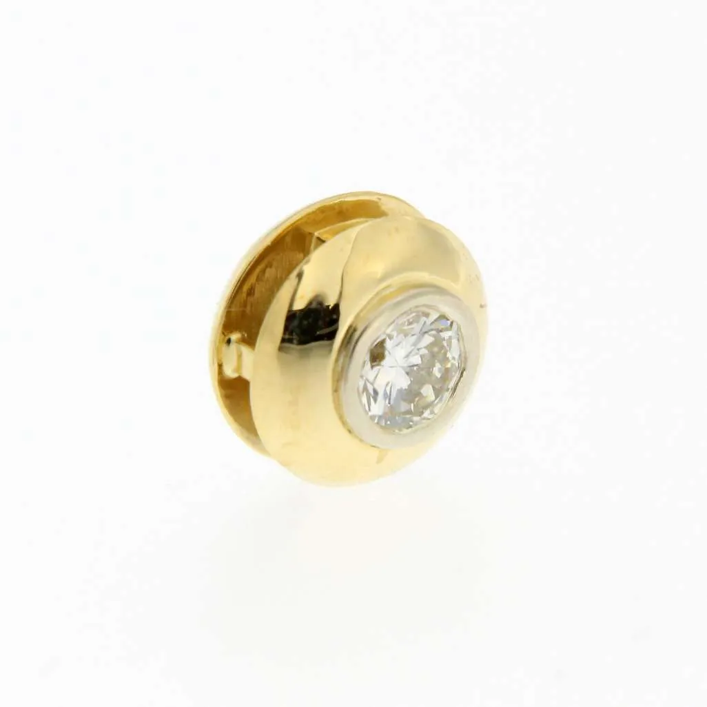 Ladies' 18K yellow gold with white gold bezel setting diamond pendant