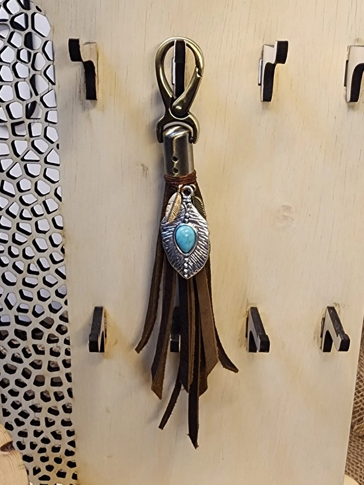 Large Dark Brown Leather Tassel