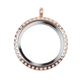 Large Rose Gold Locket With Crystals