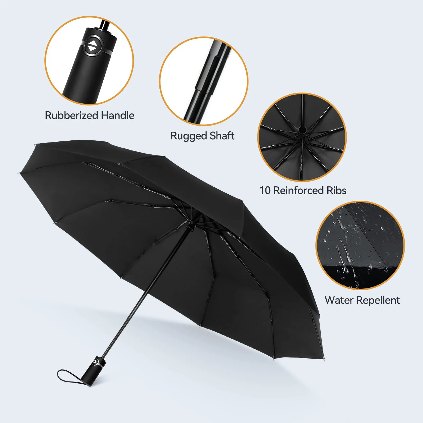 Large Windproof Umbrella, TechRise Wind Resistant Compact Travel Folding Umbrellas,  10 Ribs golf umbrella