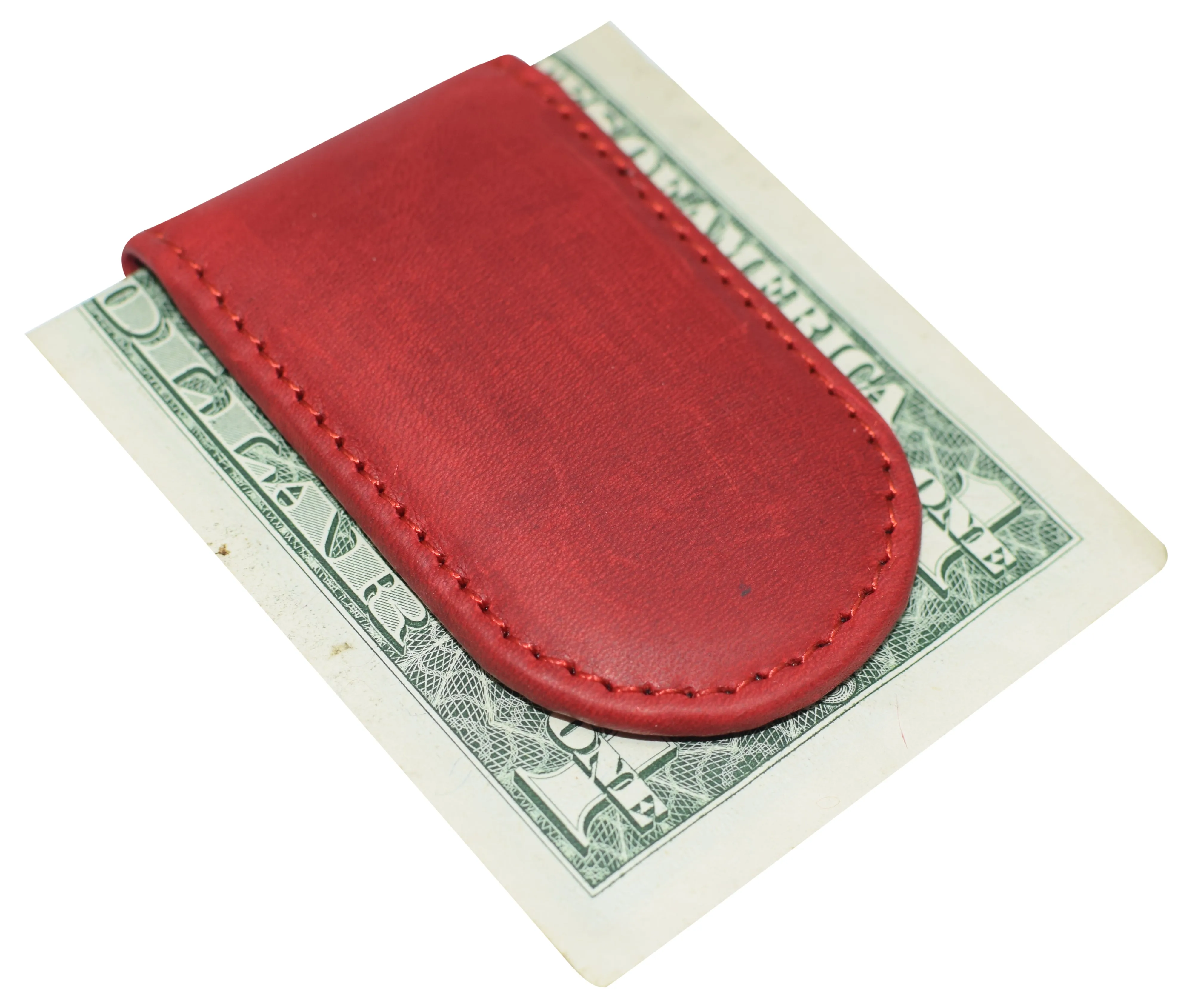 Leather Money Clip - Strong Magnets Holds 30  Bills for Men - Cash Leather Card Holder