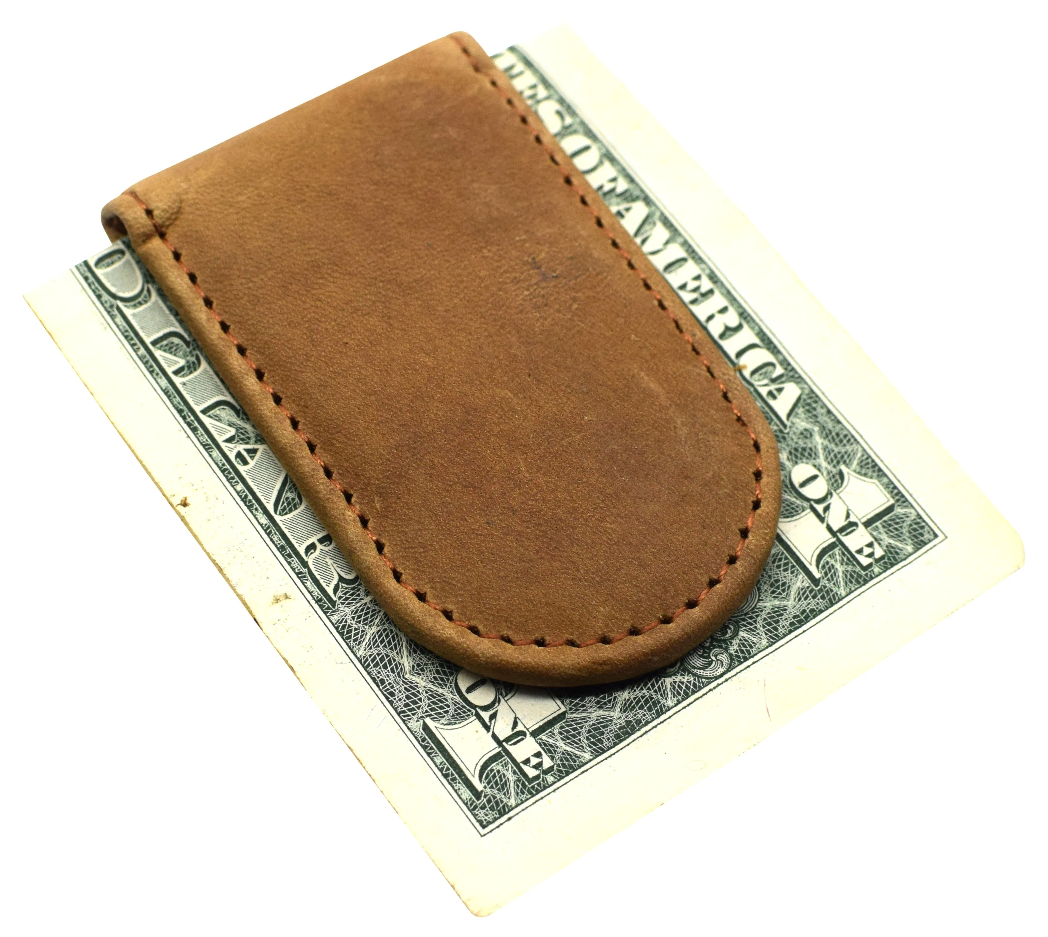 Leather Money Clip - Strong Magnets Holds 30  Bills for Men - Cash Leather Card Holder