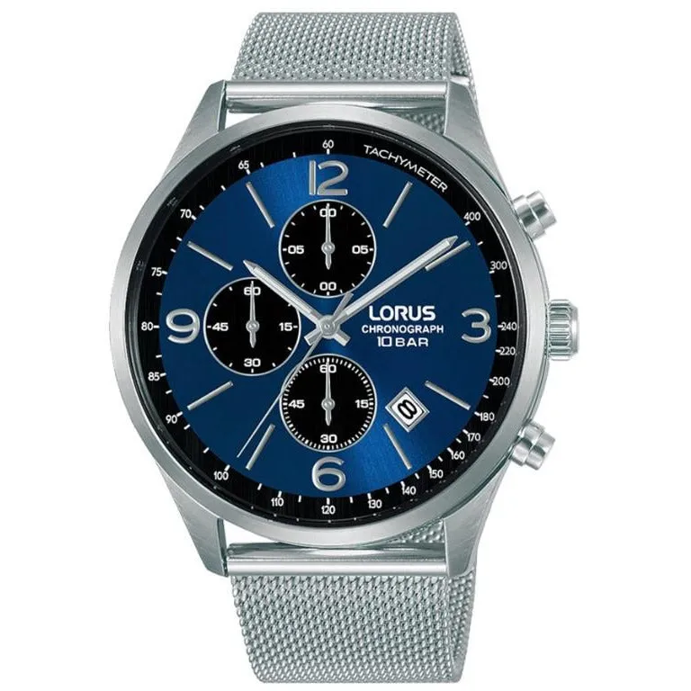 Lorus Men's Chronograph Watch with Stainless Steel Mesh Band & Blue Dial RM315HX9