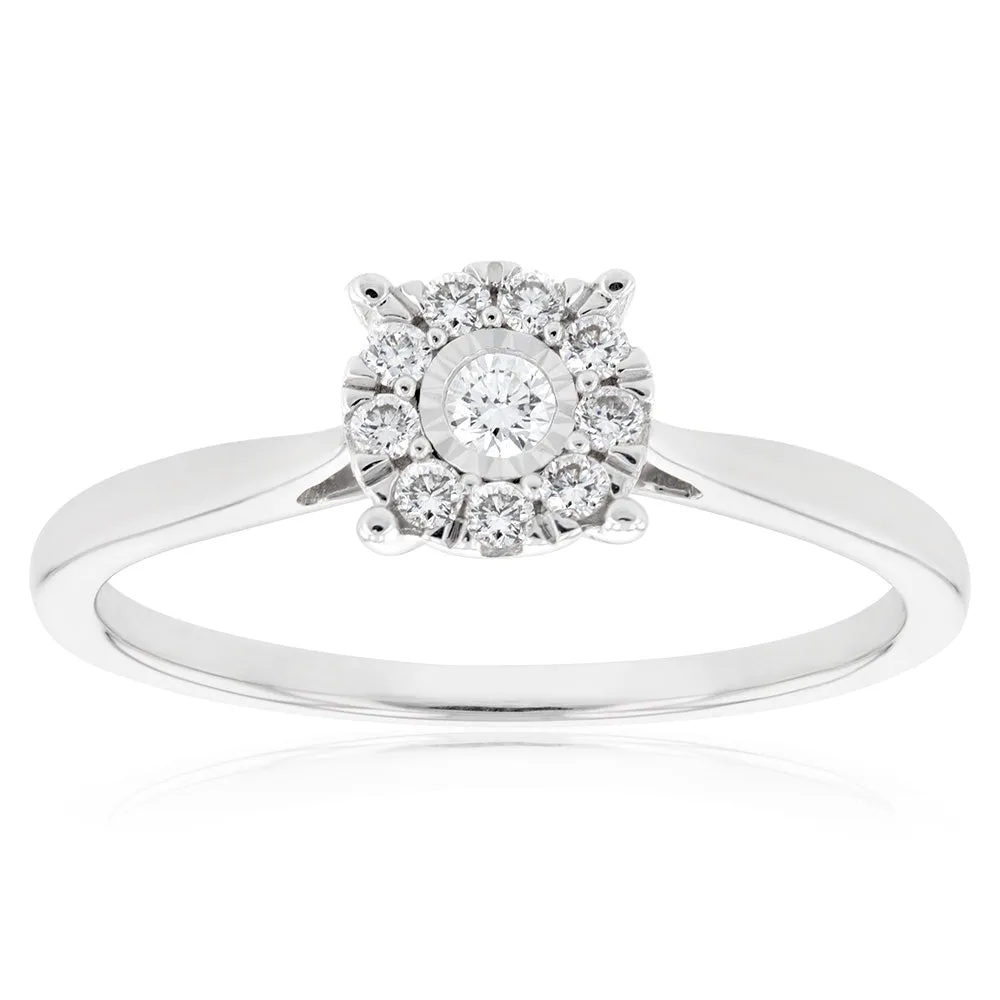 Luminesce Lab Grown Diamond .15 Carat Cluster Dress Ring in 9ct White Gold