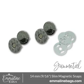 Magnetic Snap Closures: 9/16" (14 mm) SLIM in Gunmetal (2 Pack)