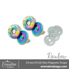 Magnetic Snap Closures: 9/16" (14 mm) SLIM in Iridescent Rainbow (2 Pack)