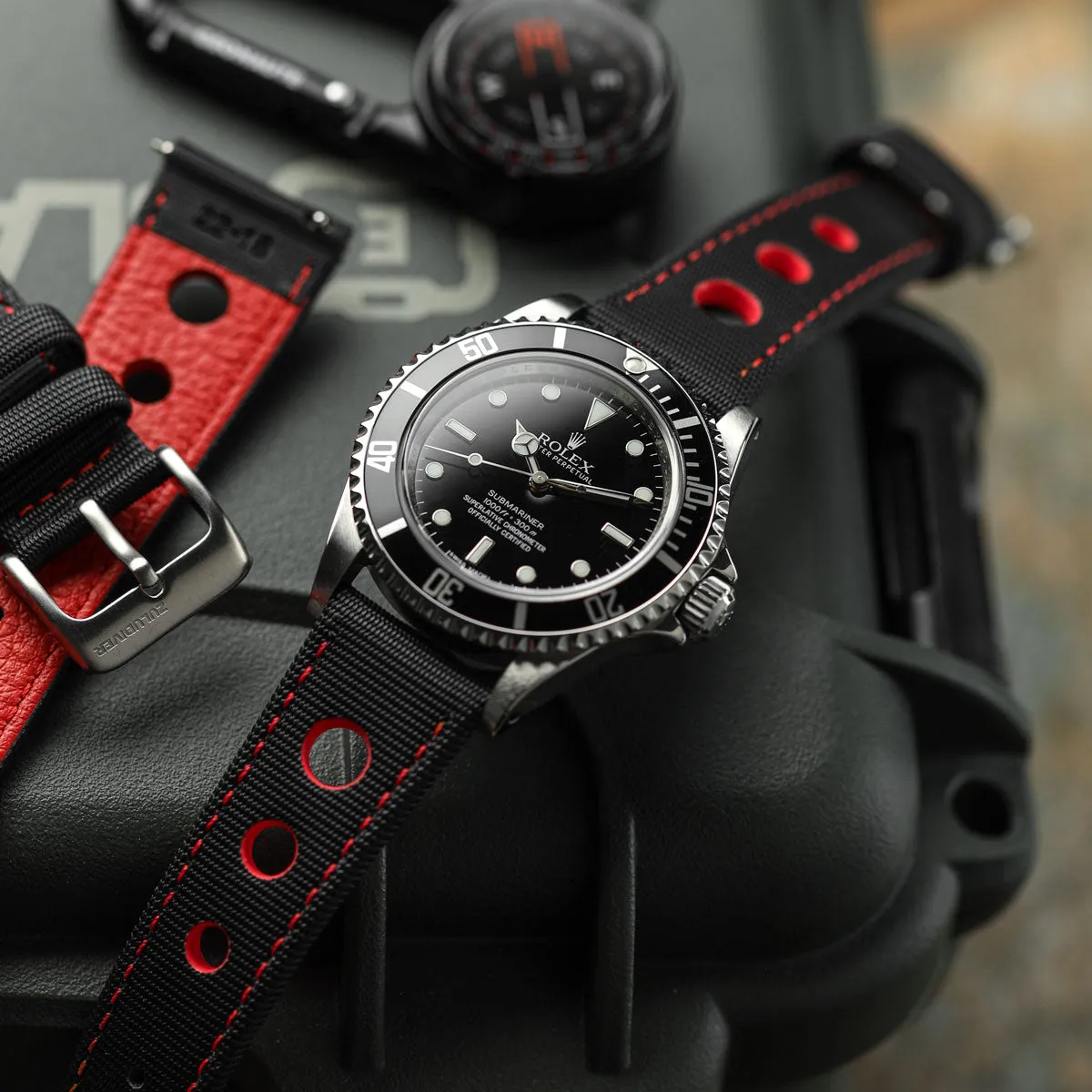 Mayday Anchor Sailcloth Divers Watch Strap - Crimson