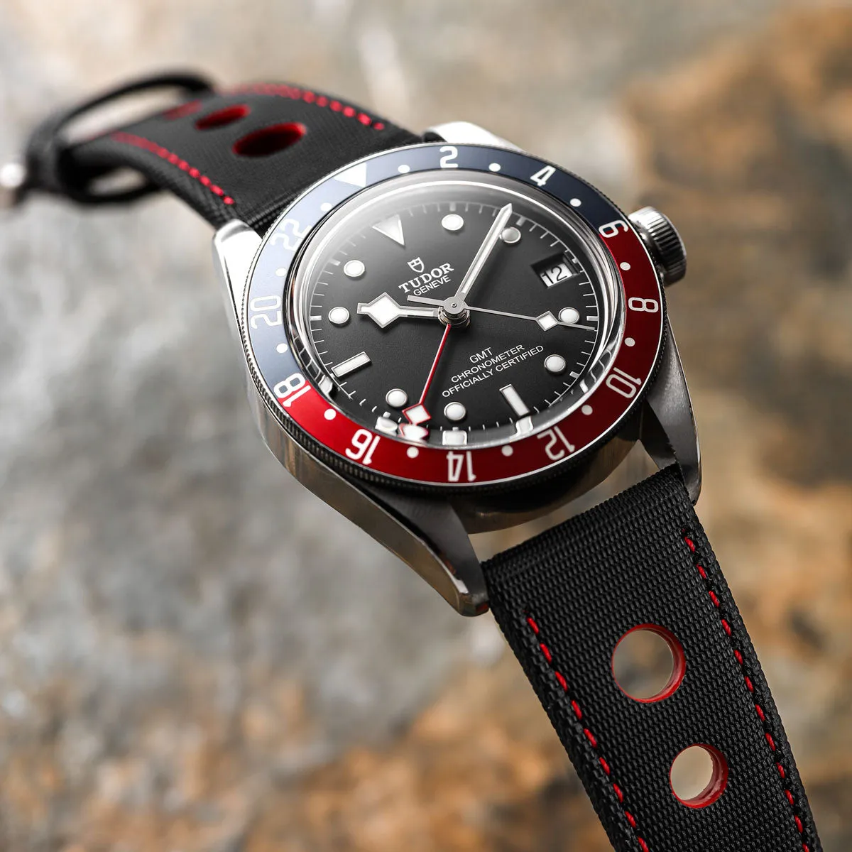 Mayday Anchor Sailcloth Divers Watch Strap - Crimson