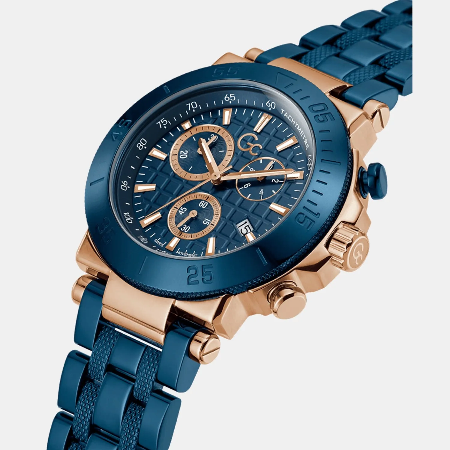 Men's Blue Chronograph Stainless Steel Watch Y70001G7MF