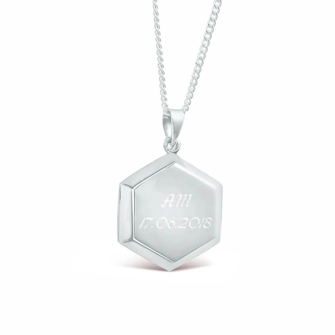 Men's Hexagon Locket Necklace Silver   Photos