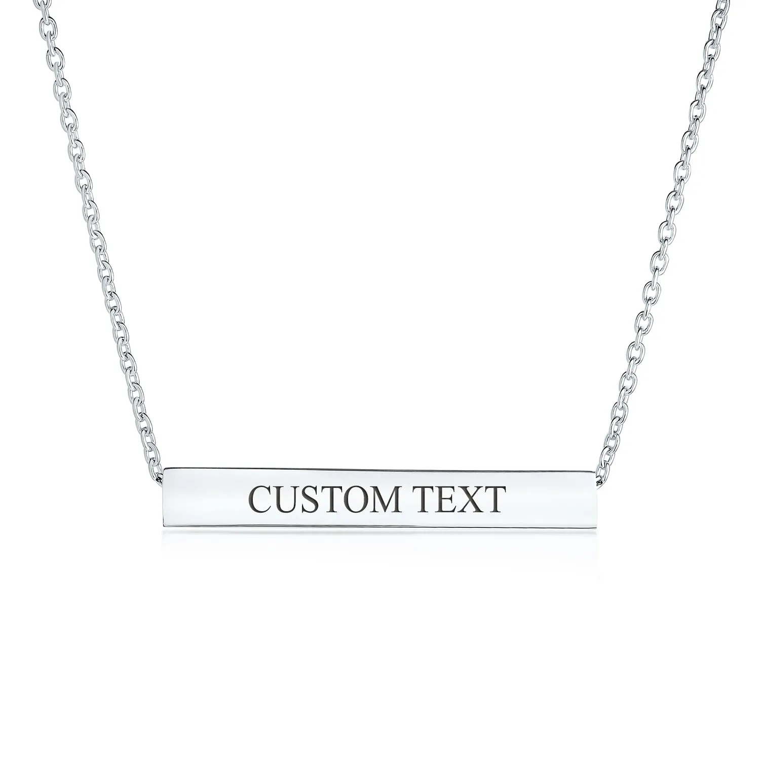 Message Initials Minimalist Tube Bar Name Plated Pendant Necklace Sterling Silver