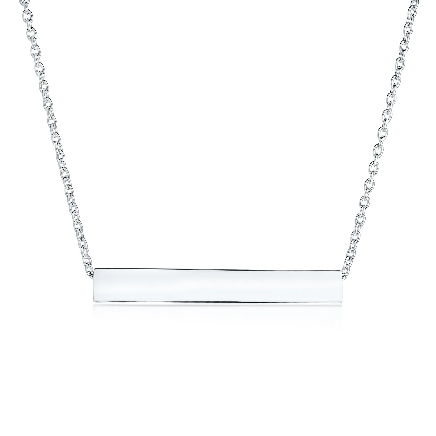 Message Initials Minimalist Tube Bar Name Plated Pendant Necklace Sterling Silver
