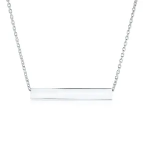 Message Initials Minimalist Tube Bar Name Plated Pendant Necklace Sterling Silver