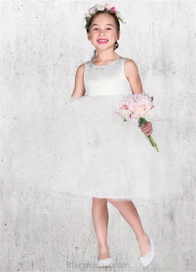 Micah Ball-Gown Embroidered Tulle Knee-Length Dress Diamond White BF2P0022808