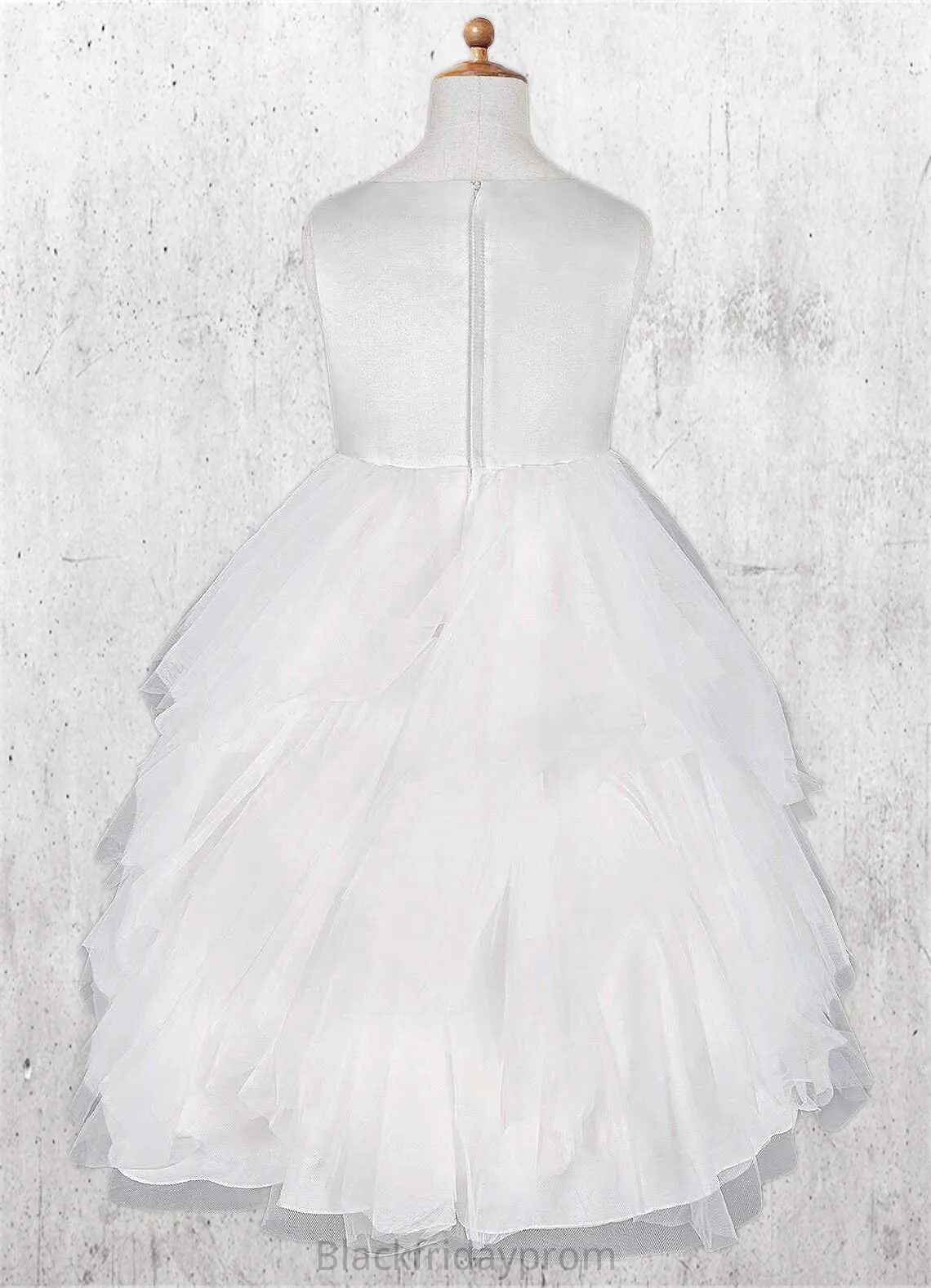 Micah Ball-Gown Embroidered Tulle Knee-Length Dress Diamond White BF2P0022808