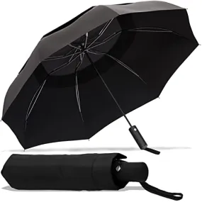 MOM Selected Windproof Travel Umbrella,Portable Umbrella with one Button for Auto Open and Close, Folding Umbrella with Inverted Design & Anti-bounce Closing Umbrella, Double Vented Canopy for Men &