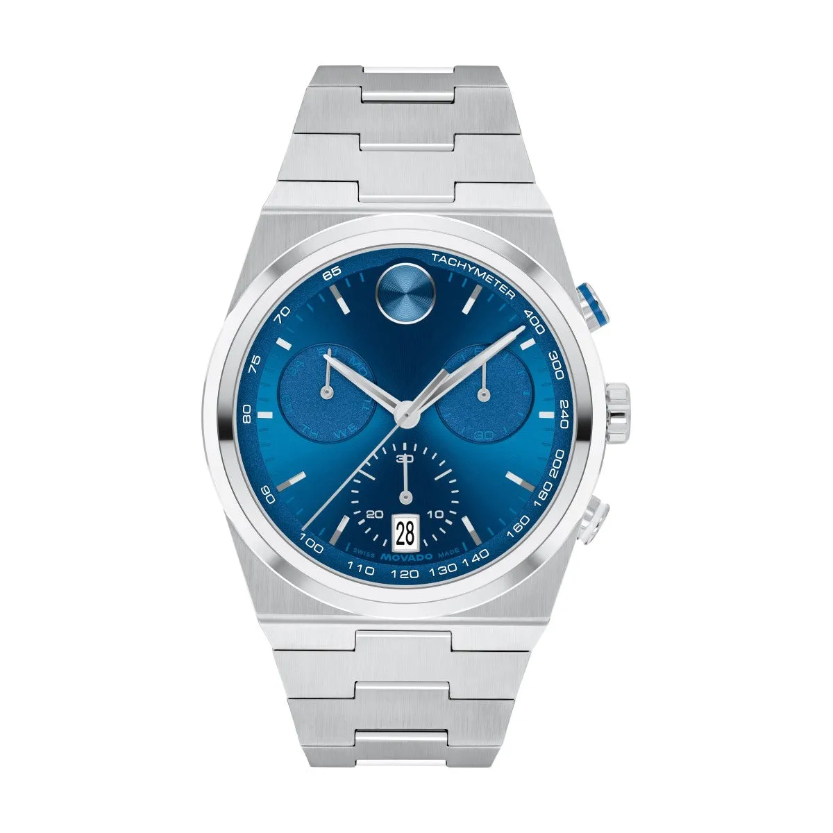 Movado BOLD Quest 42MM Blue Chronograph Stainless Steel Watch. 3601199