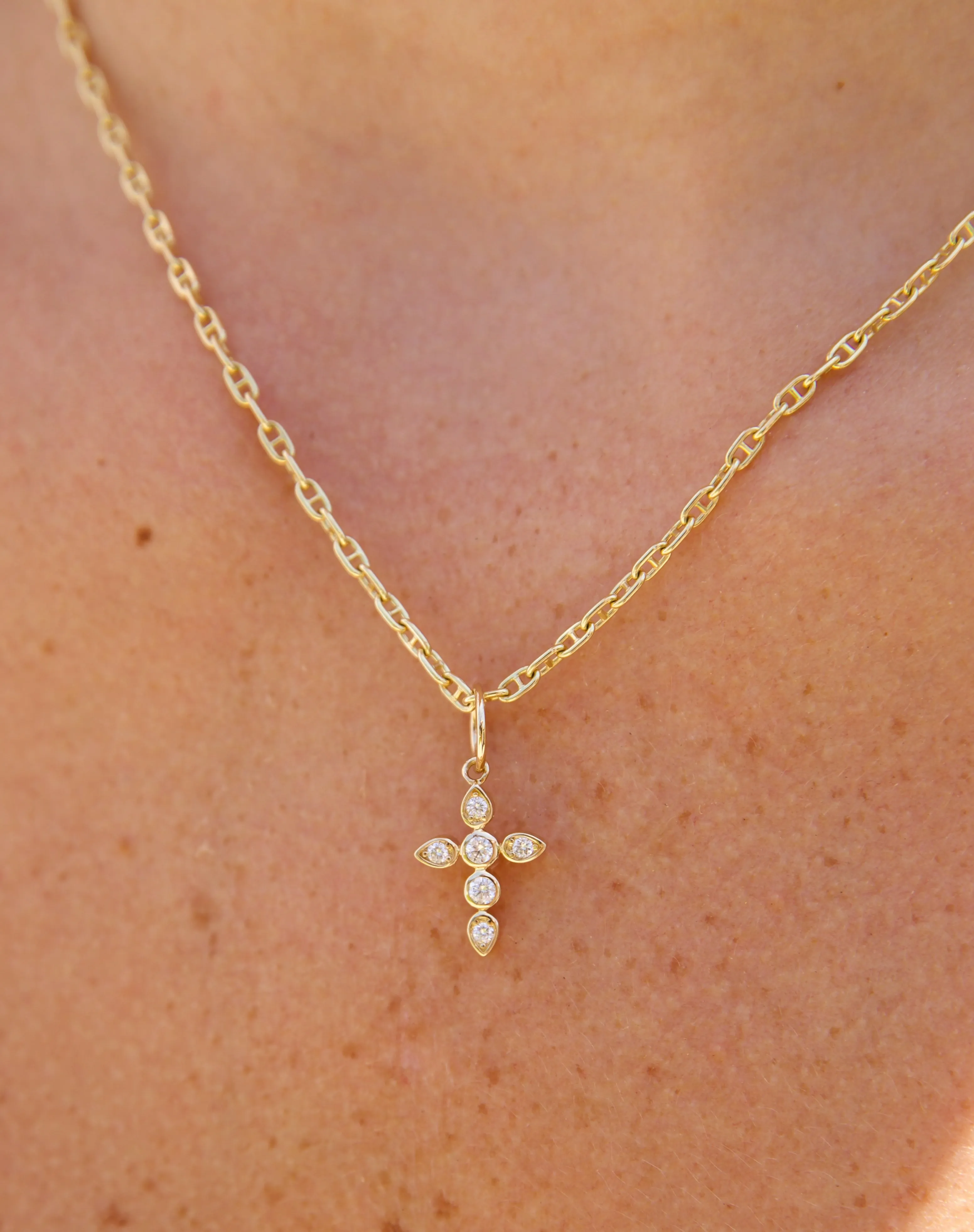 Multi Shape Diamond Cross Charm