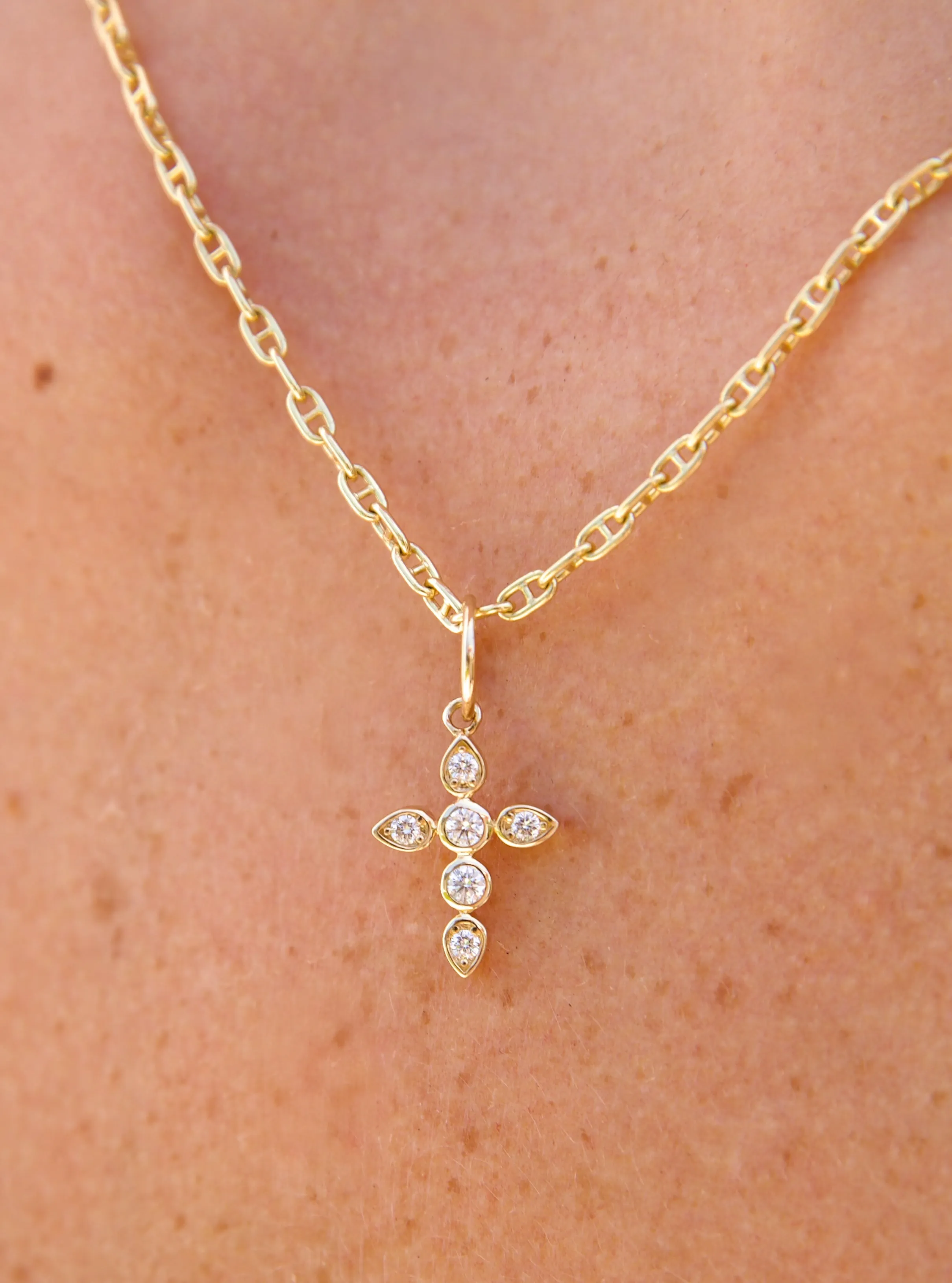 Multi Shape Diamond Cross Charm