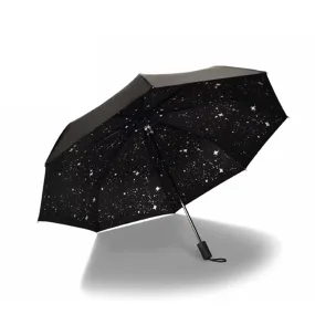 New Style Starry Sky Black Coating Windproof Anti UV Sun/Rain Triple Folding Umbrella