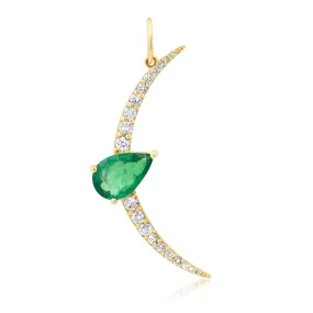 NIGHT VISIONS EMERALD & DIAMOND PENDANT, 14KT GOLD