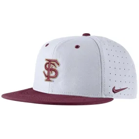 Nike Interlocking FS Aero True Baseball Fitted Cap - White/Garnet