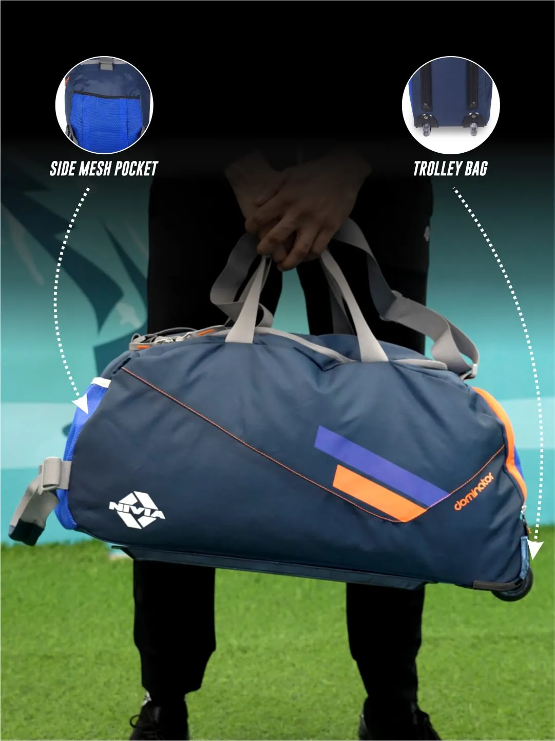 NIVIA Dominator 24.5L Duffle Bag  Small (Navyblue/Orange)