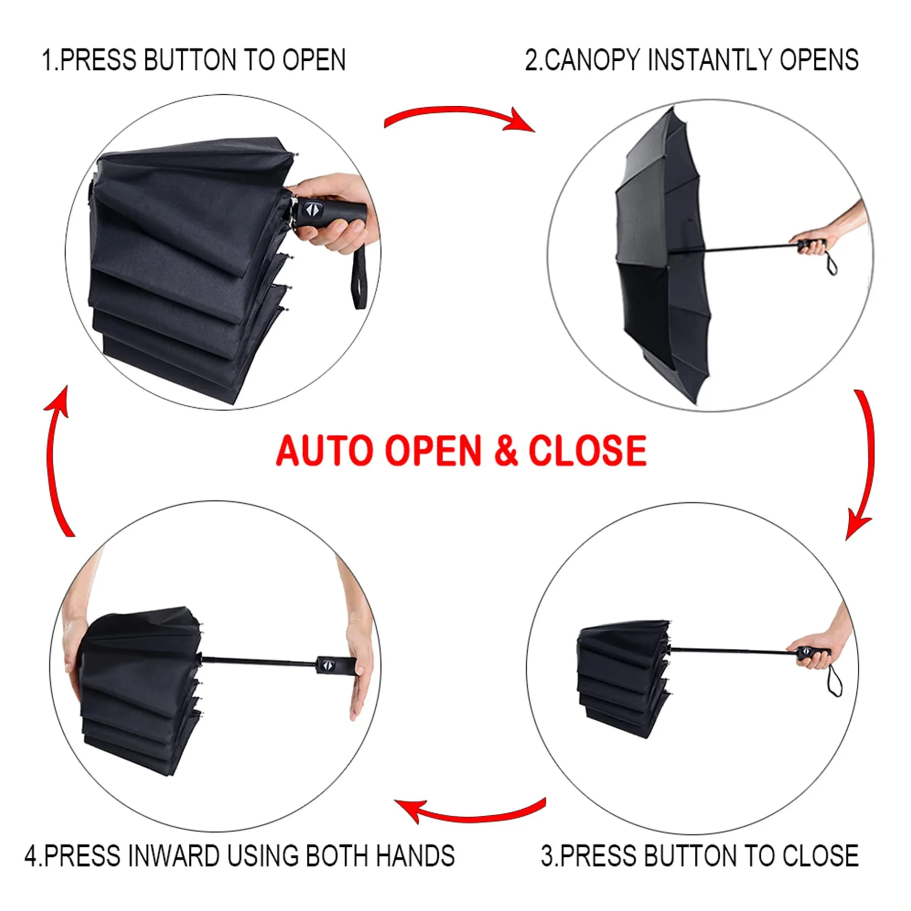 NPCQUN Travel Essentials Umbrella Windproof Compact Collapsible Light, Automatic, Strong and Portable