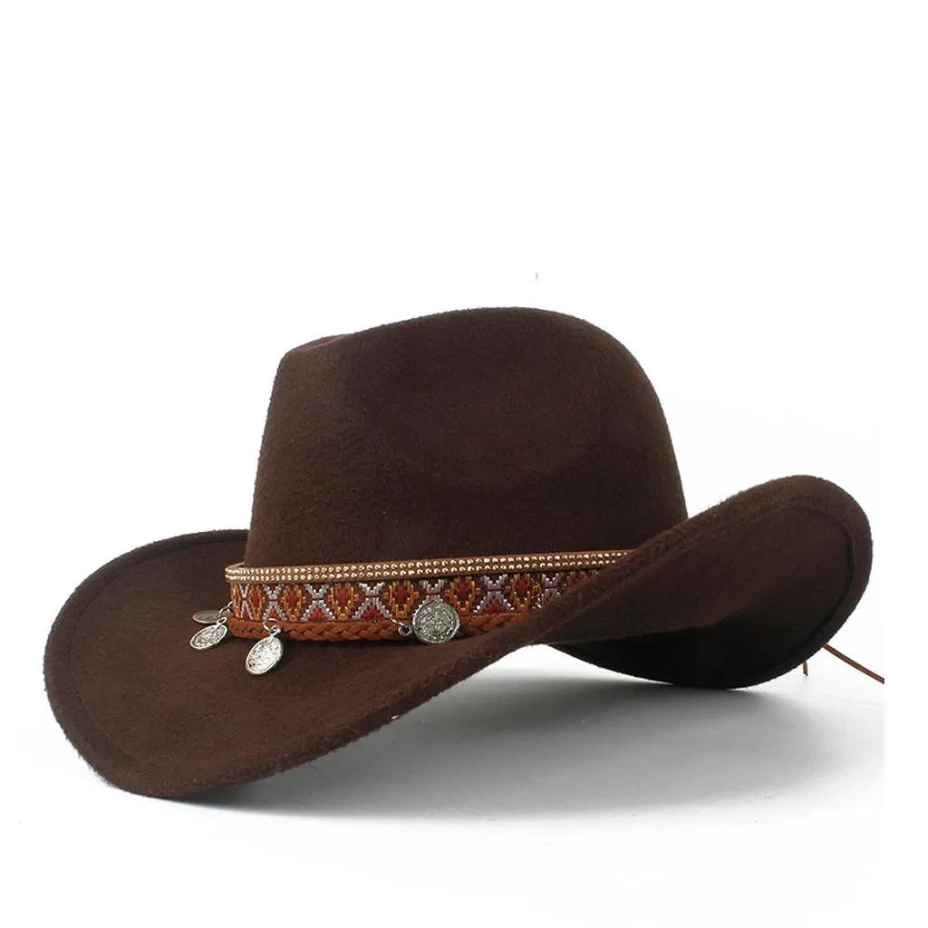 Original Western Cowboy  Elegant Sombrero Hombre Jazz Cap Size 56-58Lad
