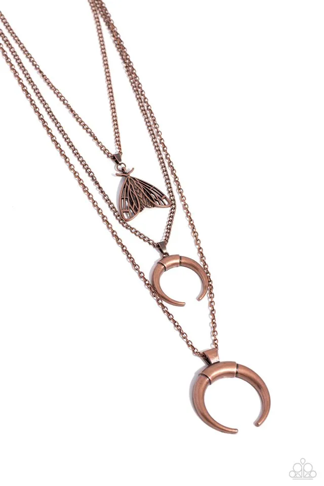 Paparazzi Necklace ~ Moth Medley - Copper