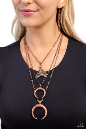 Paparazzi Necklace ~ Moth Medley - Copper