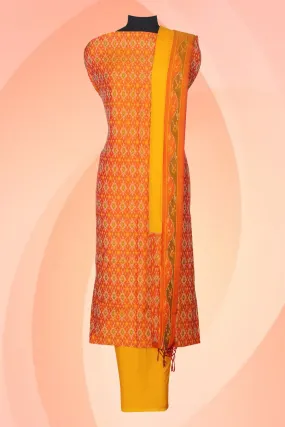 Pochampally Ikat Unstitched Suit With Dupatta (3 Pcs Set)