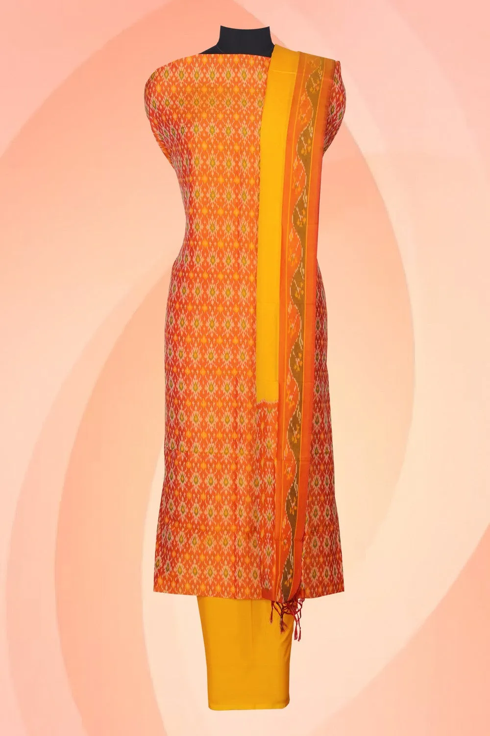 Pochampally Ikat Unstitched Suit With Dupatta (3 Pcs Set)