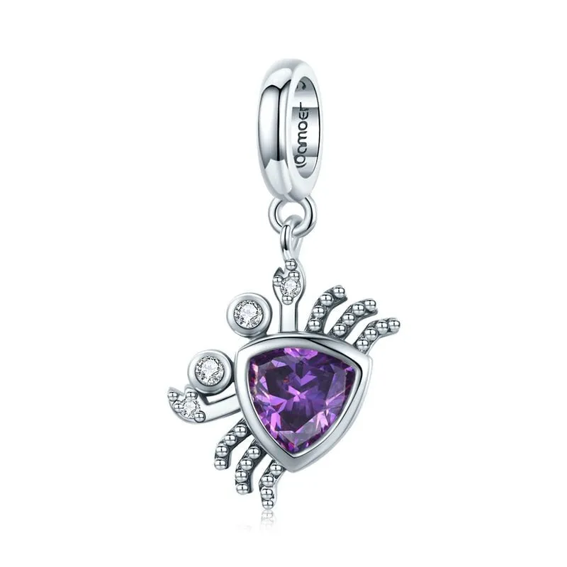 Purple Diamond Punk Beads and Love Drop Charms