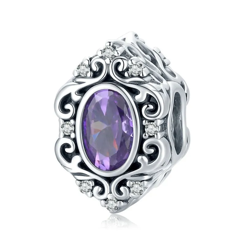 Purple Diamond Punk Beads and Love Drop Charms